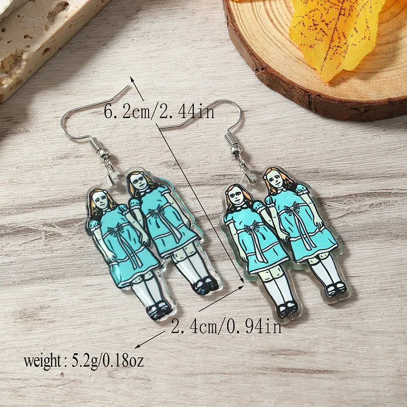 Wholesale acrylic cute kids mechanical Ding old man double-sided earrings