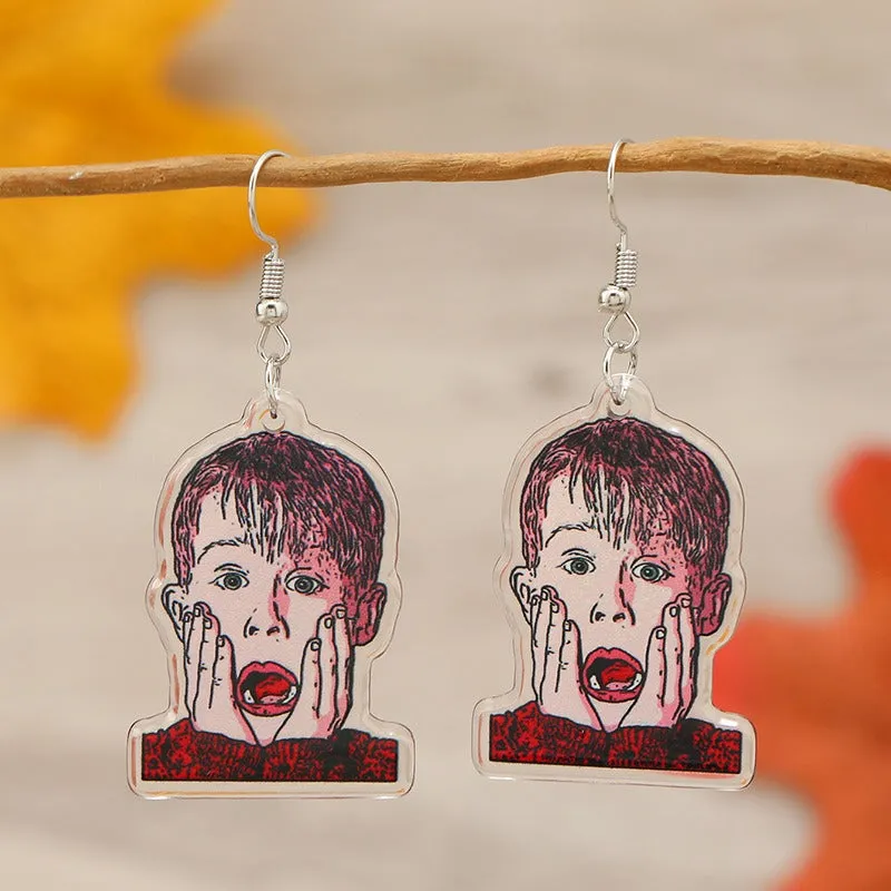 Wholesale acrylic cute kids mechanical Ding old man double-sided earrings