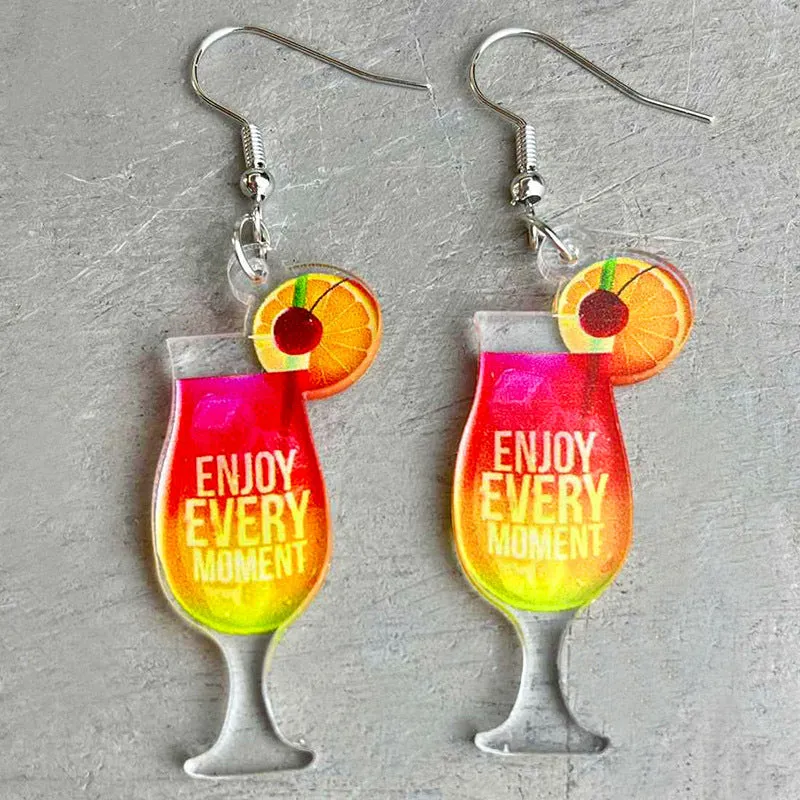 Wholesale Acrylic Fun Cocktail Fruit Drink Party Earrings