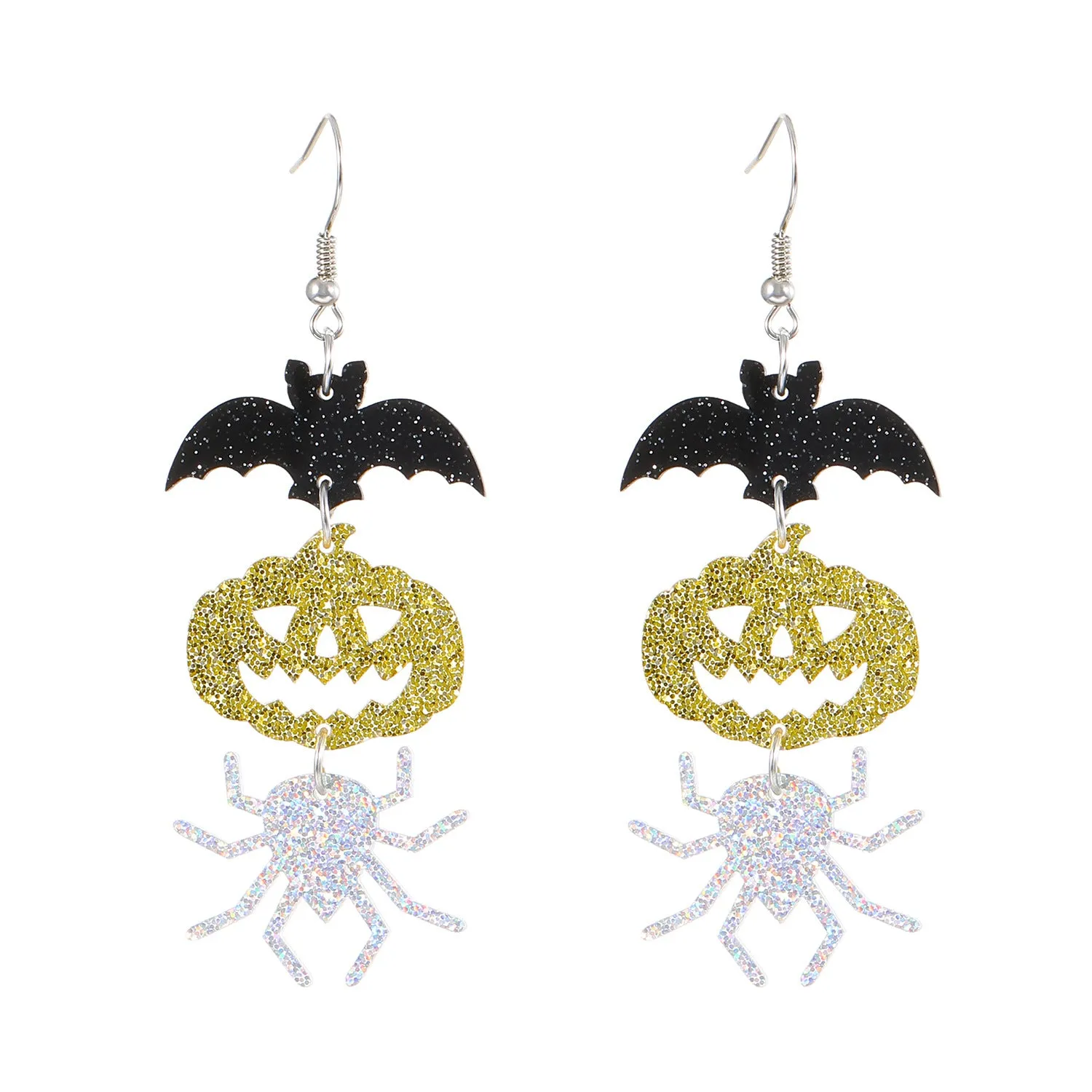 Wholesale Acrylic Gothic Dark Pumpkin Bat Skull Earrings