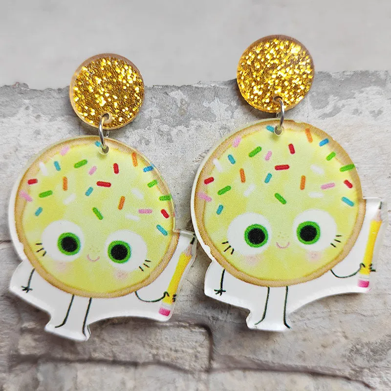 Wholesale Acrylic Reading Fun Potato Cake Dog Earrings