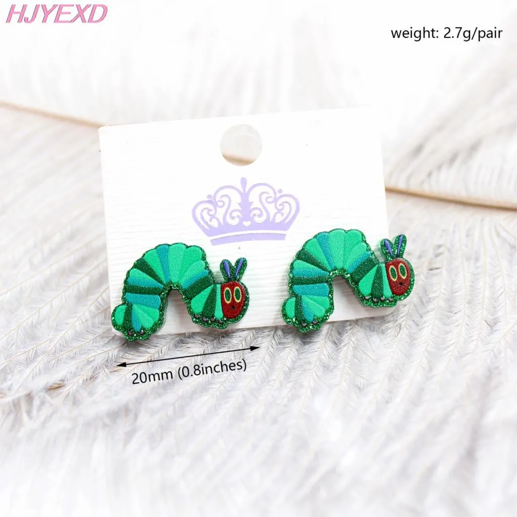 Wholesale Acrylic Sheet Personality Cartoon Animal Caterpillar Earrings
