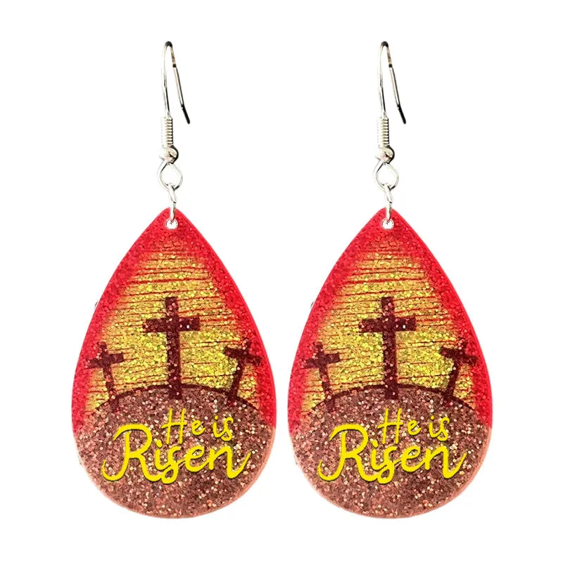 Wholesale Acrylic Shiny Element Rabbit Mushroom Moon Happy Easter Earrings