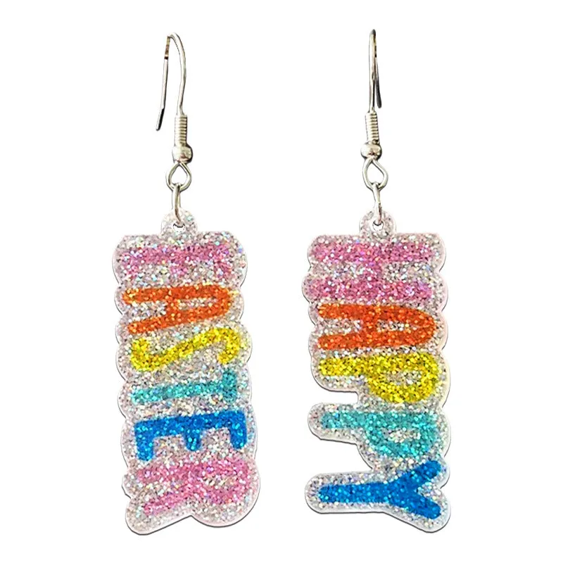 Wholesale Acrylic Shiny Element Rabbit Mushroom Moon Happy Easter Earrings
