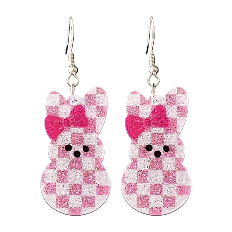 Wholesale Acrylic Shiny Element Rabbit Mushroom Moon Happy Easter Earrings
