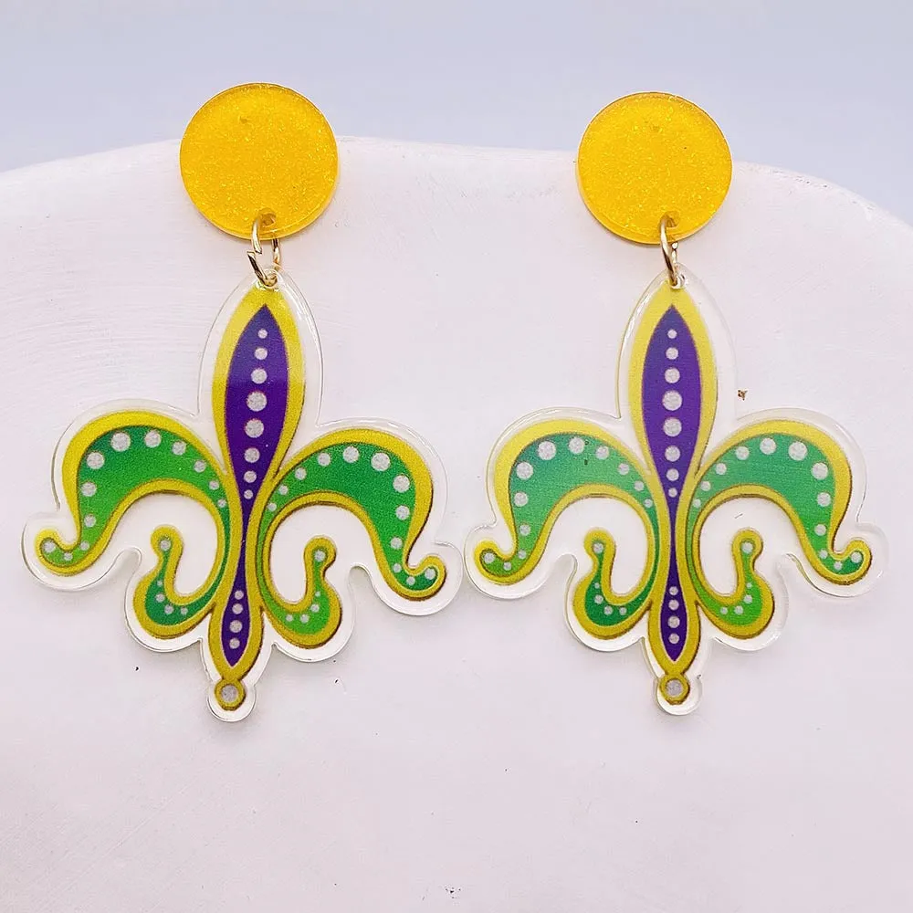 Wholesale Acrylic Shiny Exaggerated Mask Letter Avocado Earrings