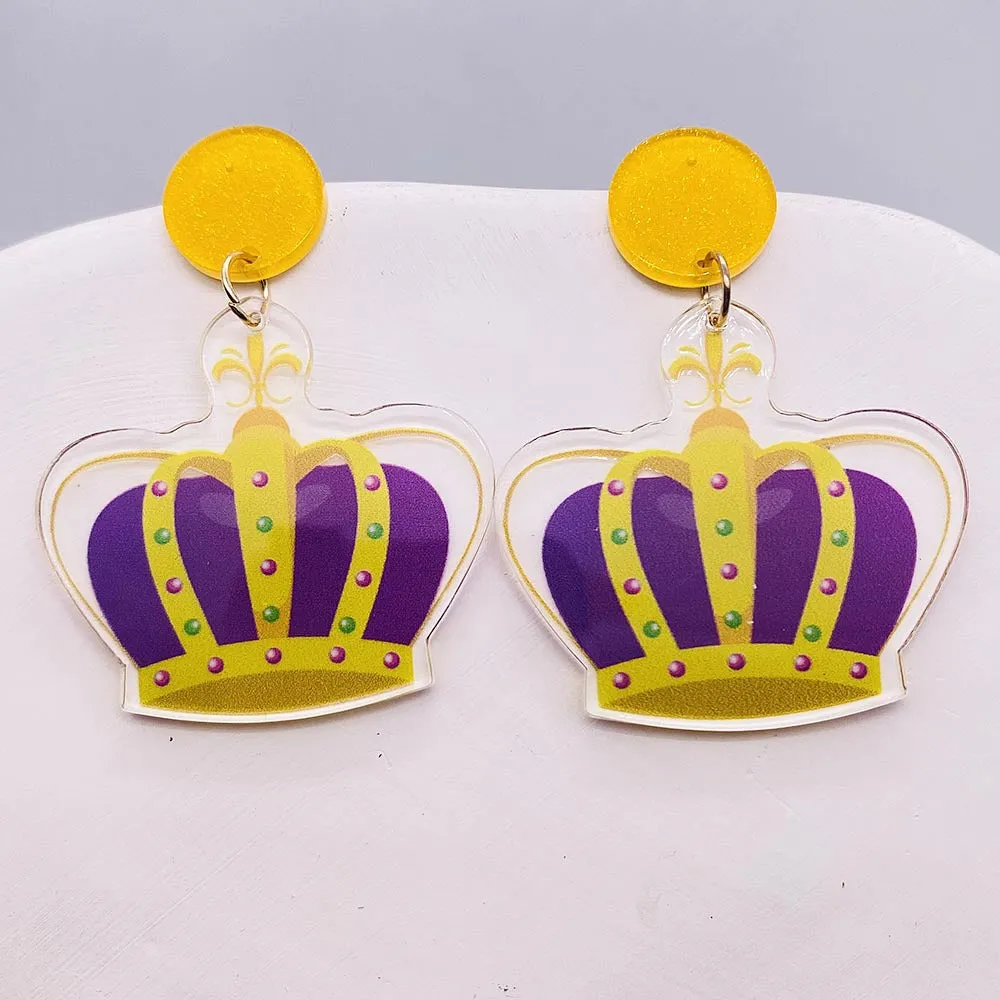 Wholesale Acrylic Shiny Exaggerated Mask Letter Avocado Earrings