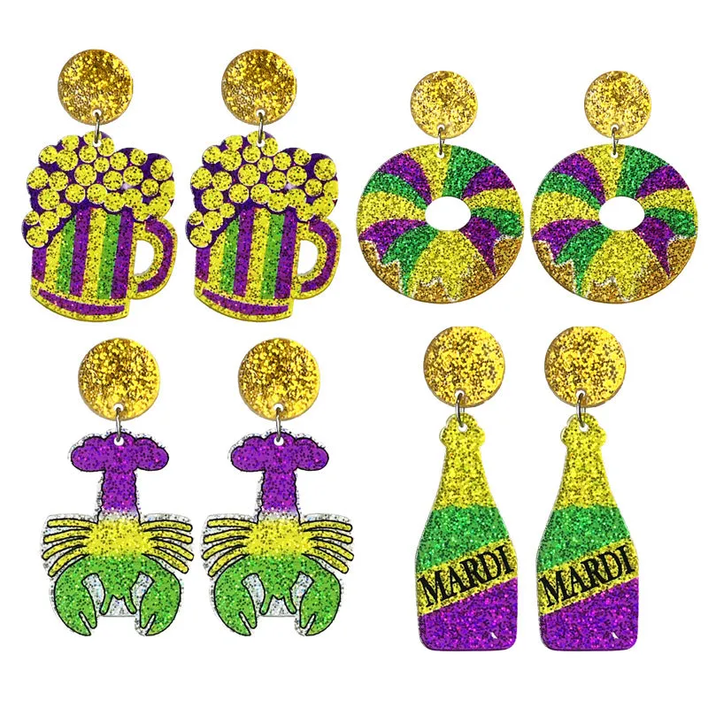 Wholesale Acrylic Shiny Festive Atmosphere Parade Beer Earrings