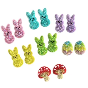 Wholesale Acrylic Shiny Rabbit Mushroom Cute Easter Egg Earrings