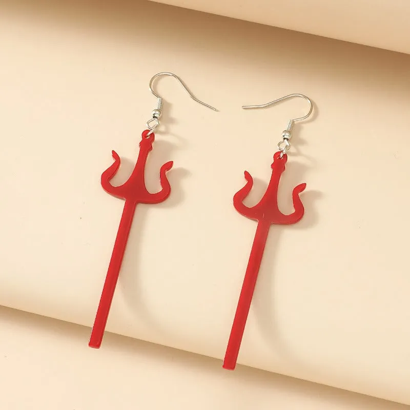Wholesale Acrylic Trident Halloween Retro Gothic Geometric Earrings  OLY-ES-ChenJ001