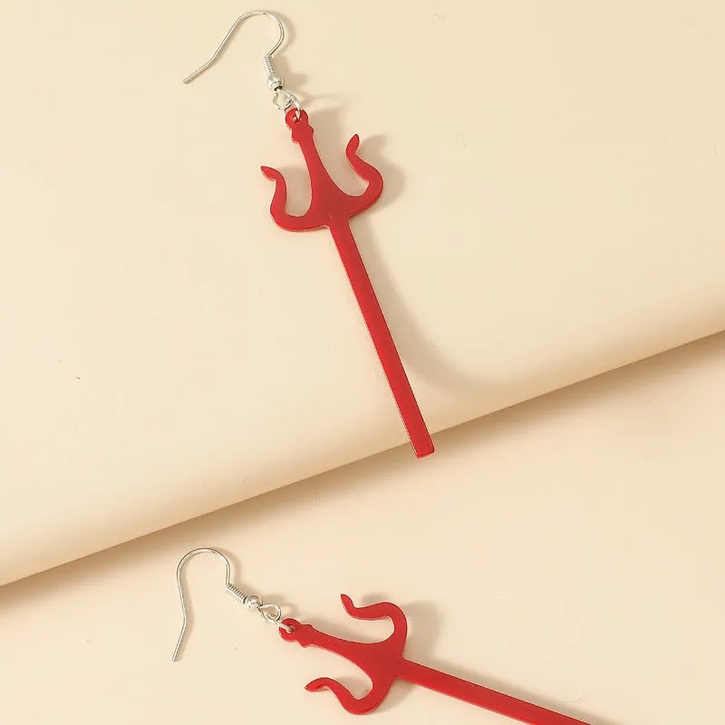 Wholesale Acrylic Trident Halloween Retro Gothic Geometric Earrings  OLY-ES-ChenJ001