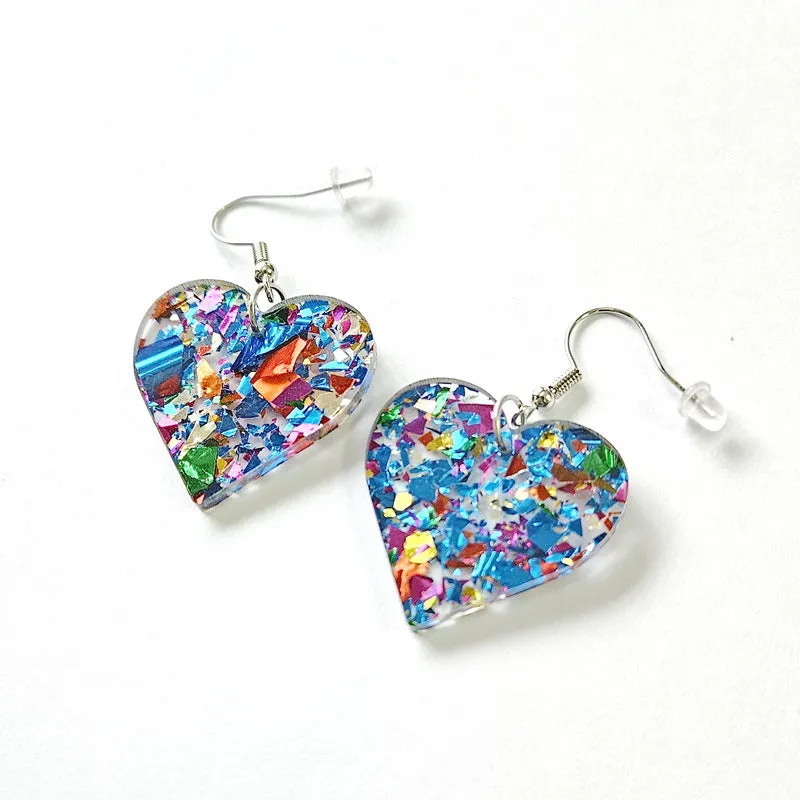 Wholesale Acrylic Valentine's Day Colorful Sequin Heart Shaped Love DIY Earrings