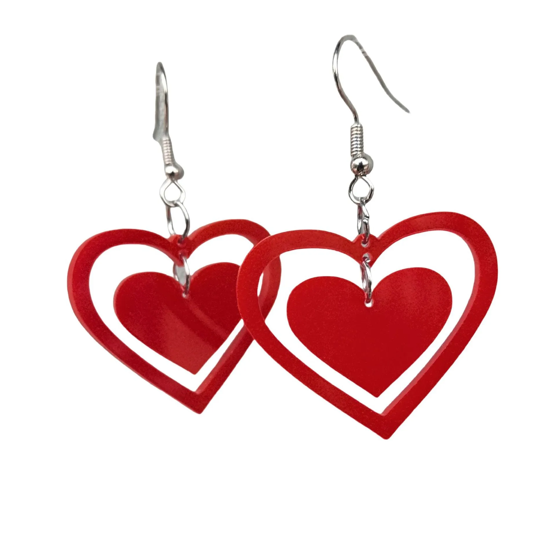 Wholesale Acrylic Valentine's Day Series Pink Red Sequins Love Simple Cute Sweet Peach Heart Pendant Earrings