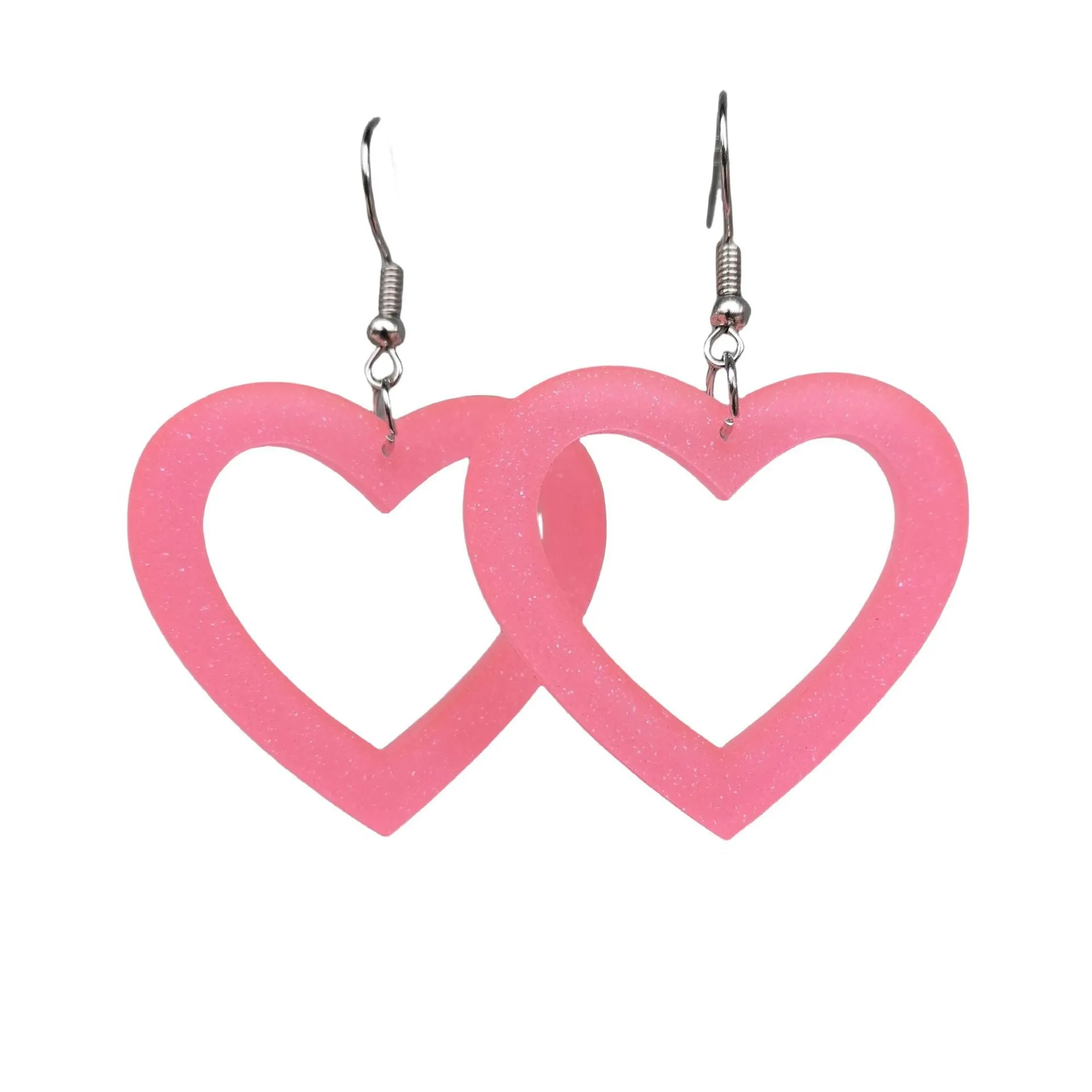 Wholesale Acrylic Valentine's Day Series Pink Red Sequins Love Simple Cute Sweet Peach Heart Pendant Earrings