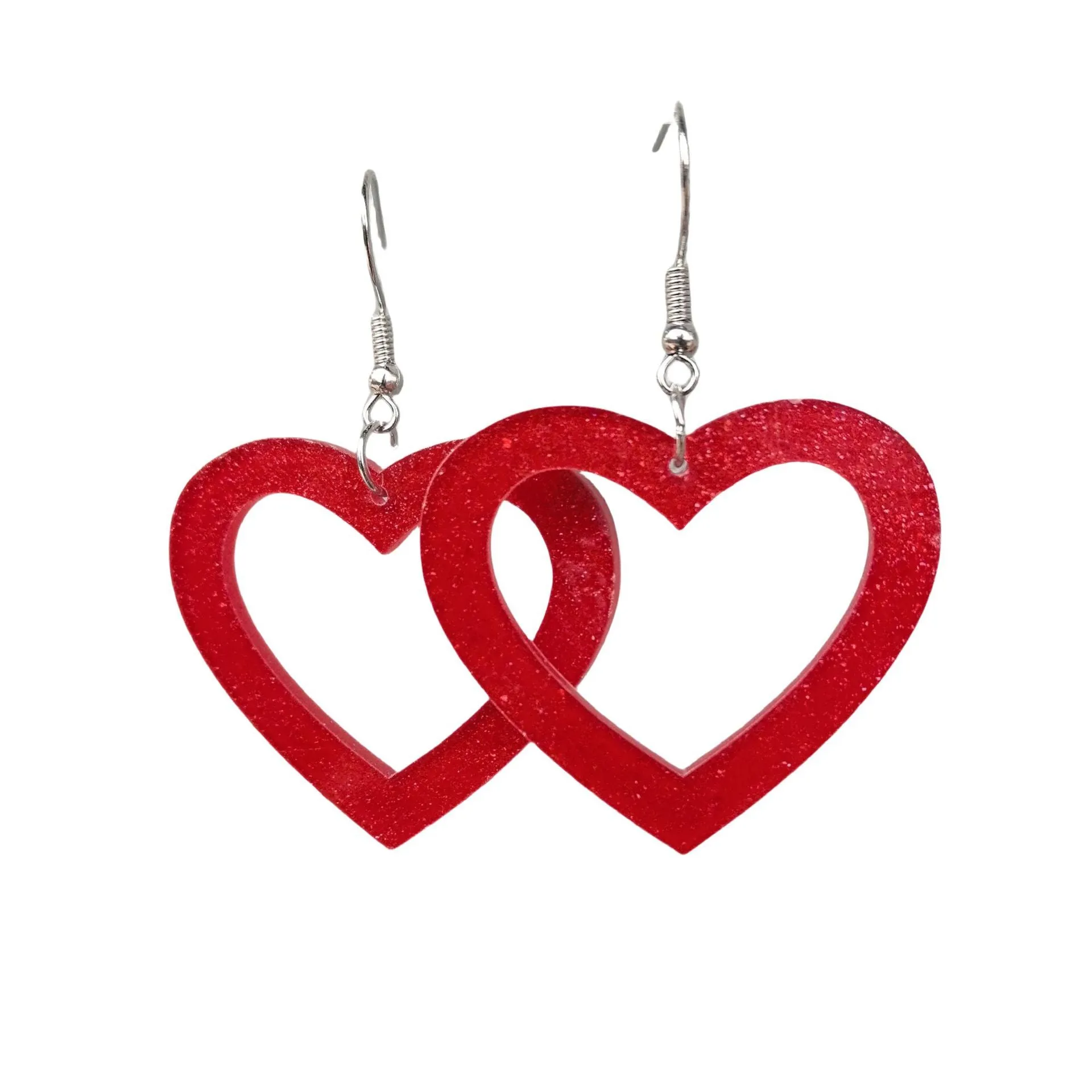 Wholesale Acrylic Valentine's Day Series Pink Red Sequins Love Simple Cute Sweet Peach Heart Pendant Earrings