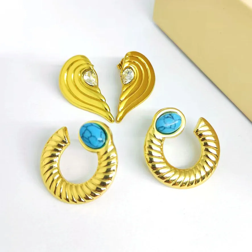 Wholesale All-Match Stainless Steel Retro Artistic Court Style Earrings