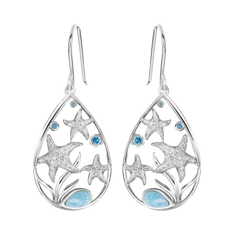 Wholesale Alloy Creative Simple Elegant Drop Shape Star Pendant Earrings