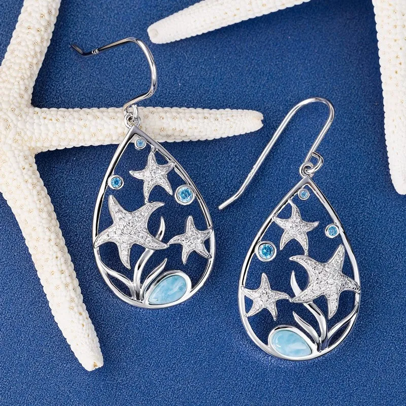 Wholesale Alloy Creative Simple Elegant Drop Shape Star Pendant Earrings