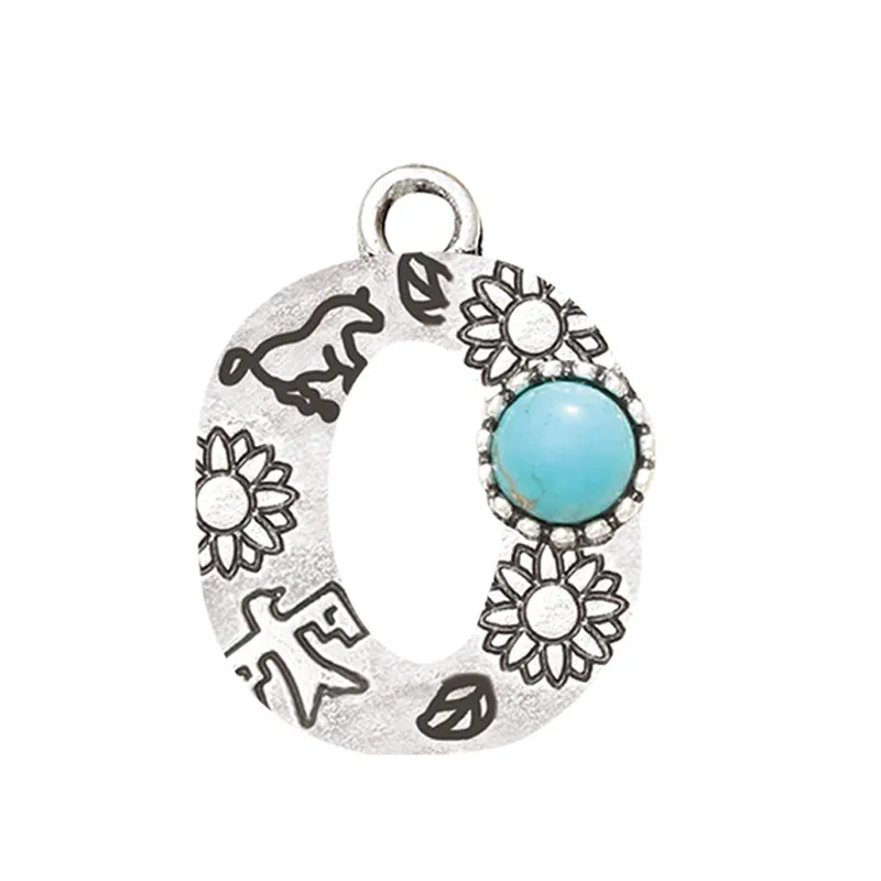Wholesale Alloy Letter Green Natural Turquoise Earrings