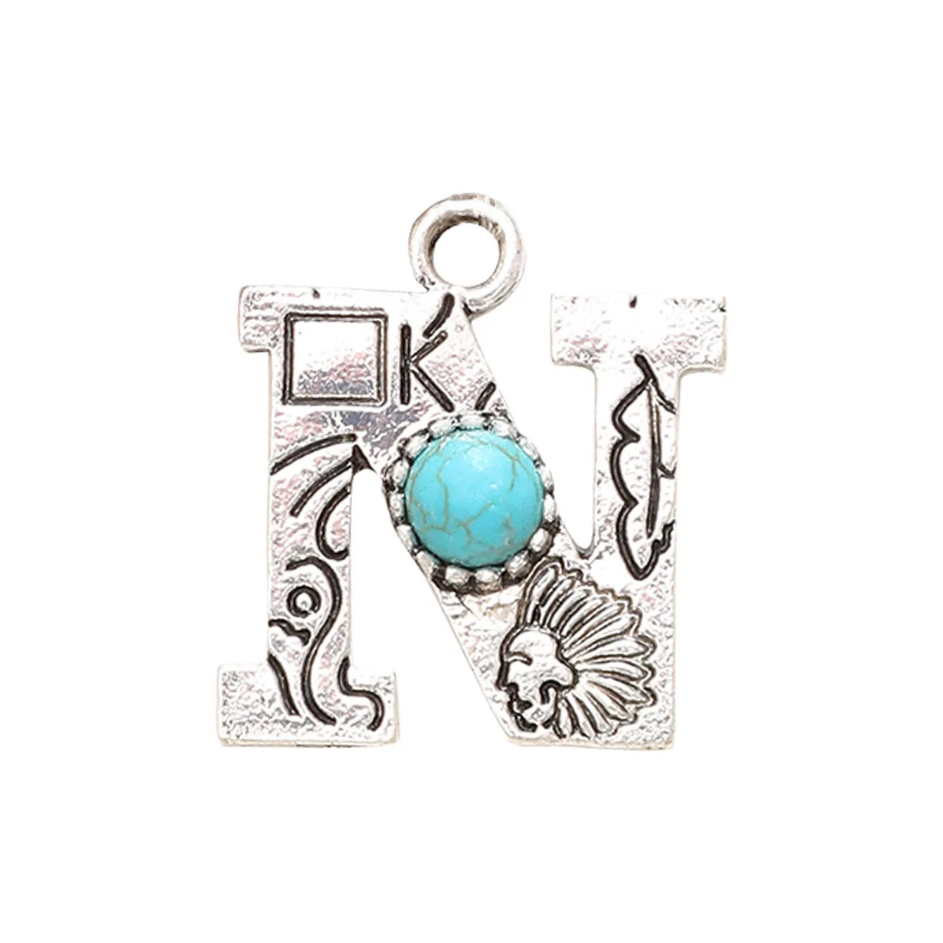 Wholesale Alloy Letter Green Natural Turquoise Earrings