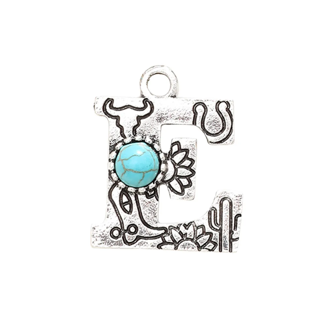 Wholesale Alloy Letter Green Natural Turquoise Earrings