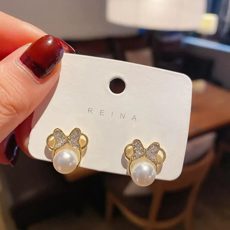 Wholesale Alloy Stainless Steel Cute Pearl Earrings