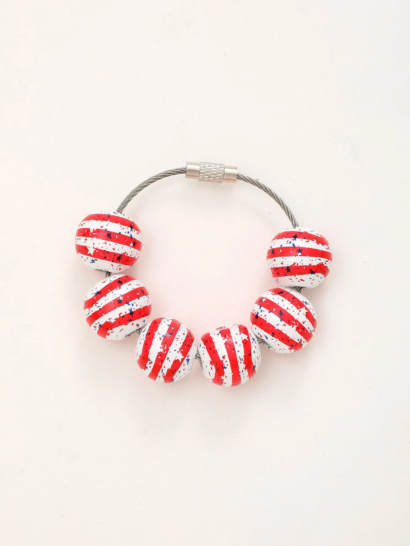 Wholesale American Independence Day Ball Series Wooden Beaded Keychain Decoration