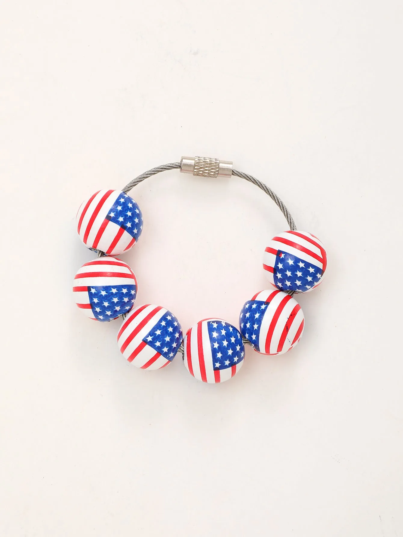 Wholesale American Independence Day Ball Series Wooden Beaded Keychain Decoration