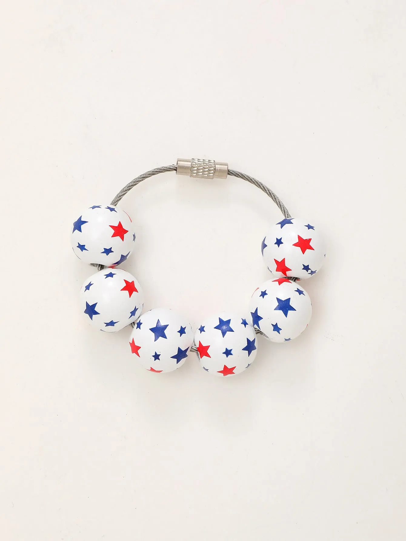 Wholesale American Independence Day Ball Series Wooden Beaded Keychain Decoration