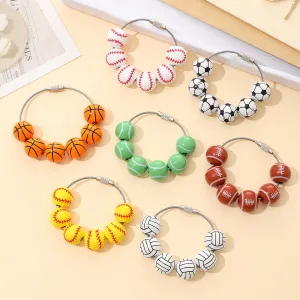 Wholesale American Independence Day Ball Series Wooden Beaded Keychain Decoration