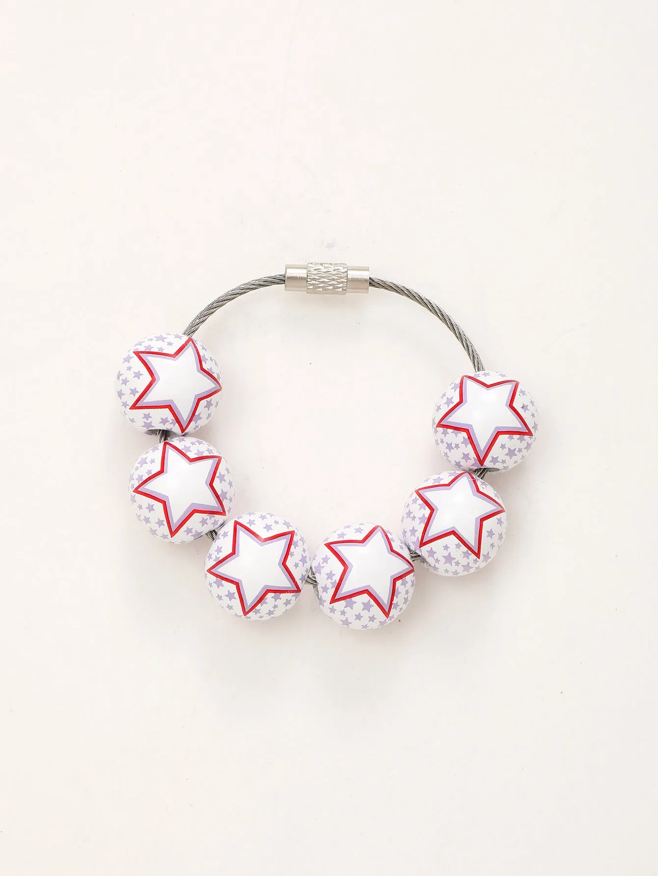 Wholesale American Independence Day Ball Series Wooden Beaded Keychain Decoration