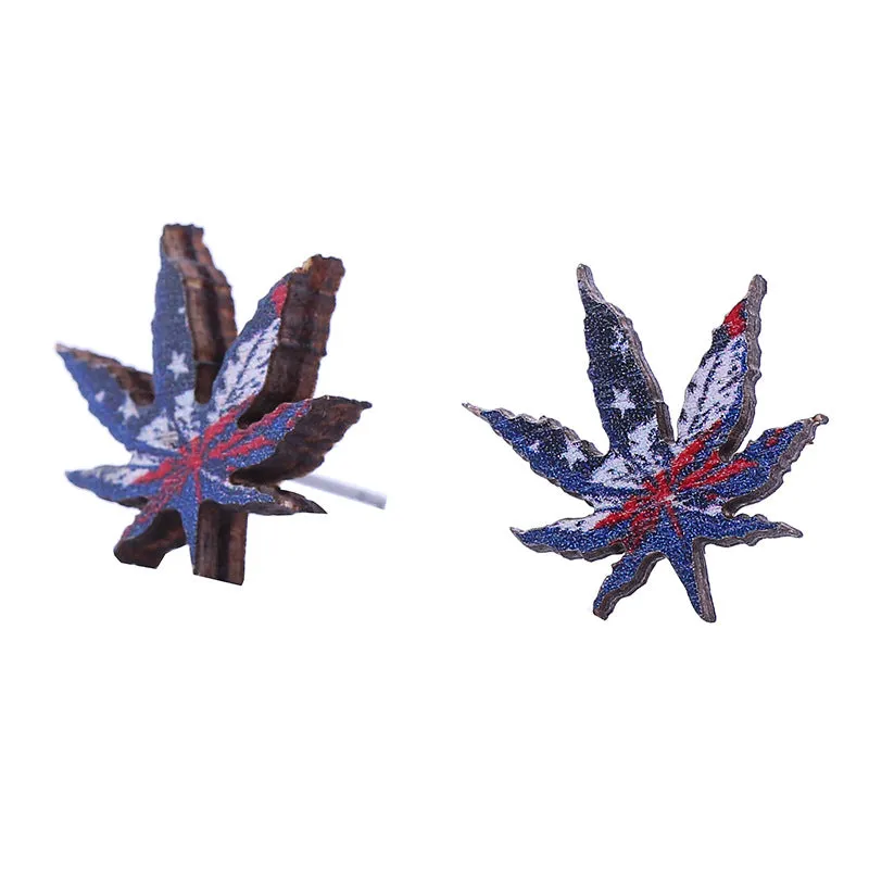 Wholesale American Independence Day Wood Ear Studs