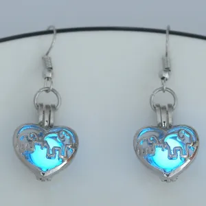 Wholesale Animal elephant baby elephant love hollow luminous earrings