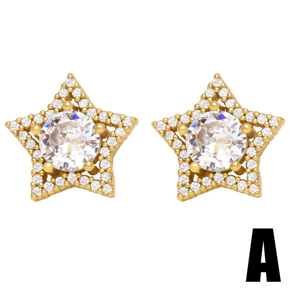 Wholesale Animal Leopard Head Copper Ear Studs