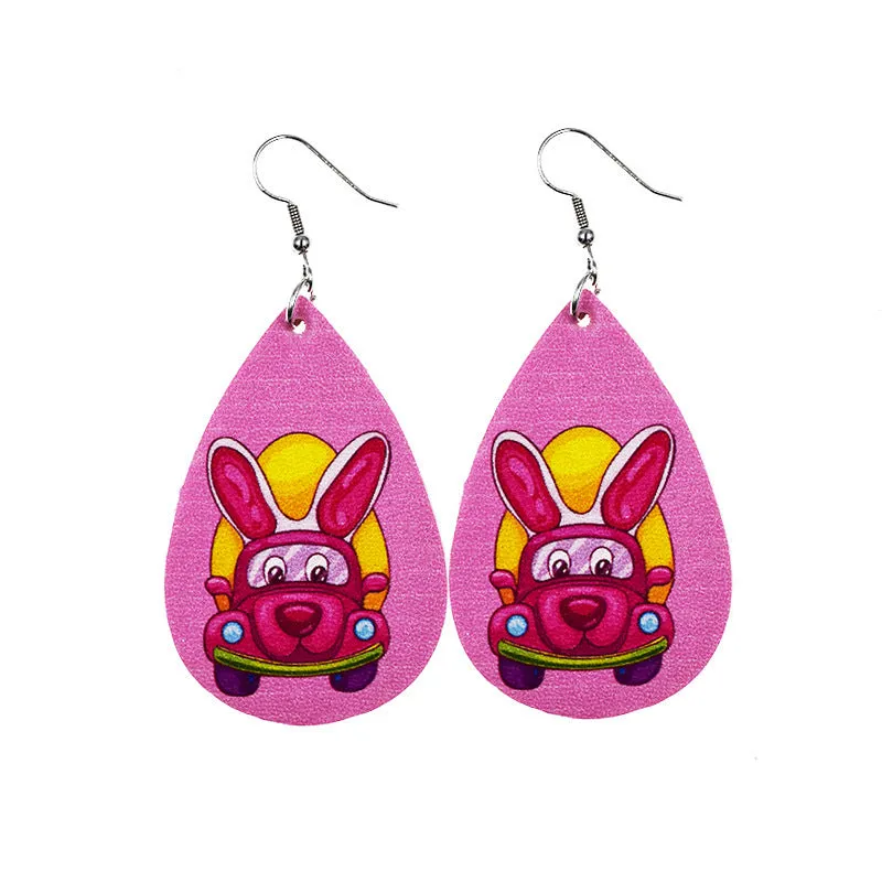 Wholesale arrival St. parcret festival leather Easter white rabbit leather earrings