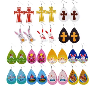 Wholesale arrival St. parcret festival leather Easter white rabbit leather earrings