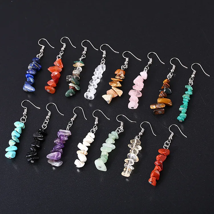 Wholesale Asian Hot Sale Irregular Natural Crystal Stone Beaded Earrings
