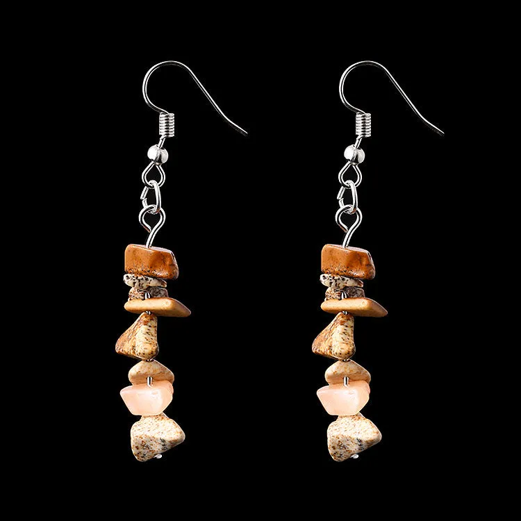 Wholesale Asian Hot Sale Irregular Natural Crystal Stone Beaded Earrings