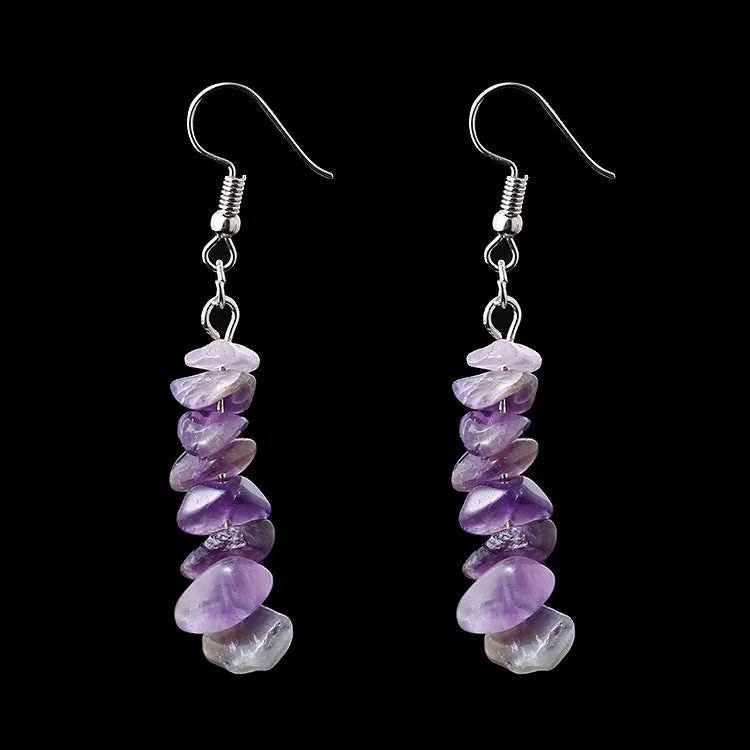 Wholesale Asian Hot Sale Irregular Natural Crystal Stone Beaded Earrings