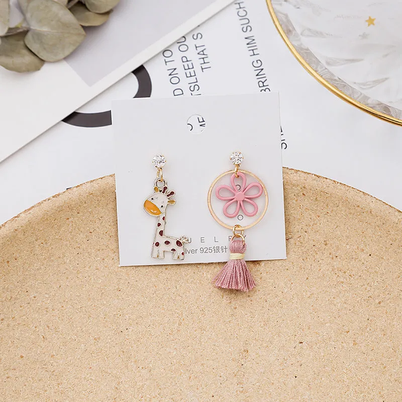 Wholesale Asymmetric Animal Drop Alloy Ear Studs