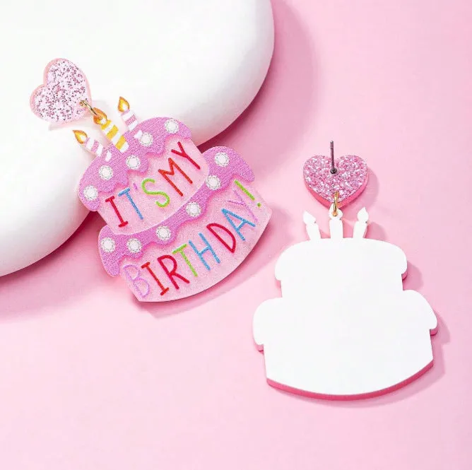 Wholesale Atmosphere party happy birthday birthday cake candle earrings holiday commemorative earrings