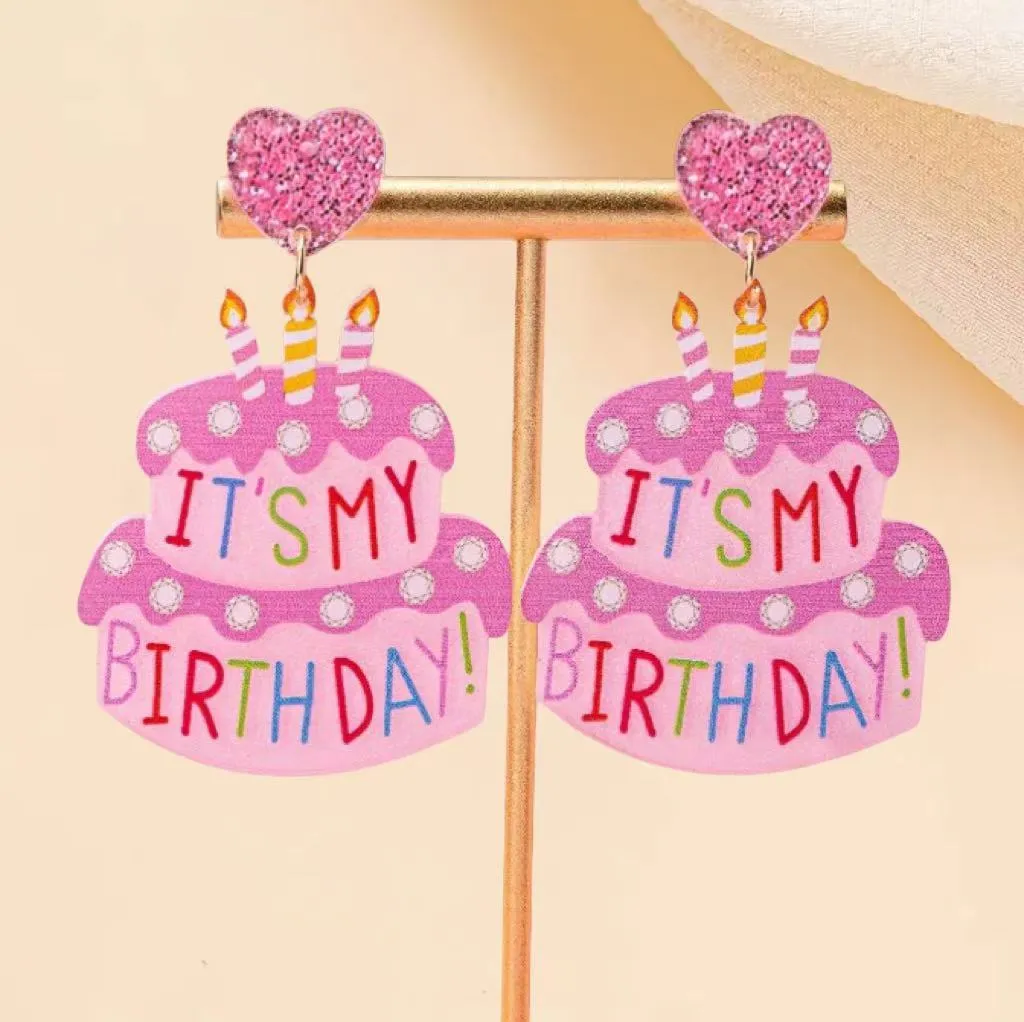 Wholesale Atmosphere party happy birthday birthday cake candle earrings holiday commemorative earrings