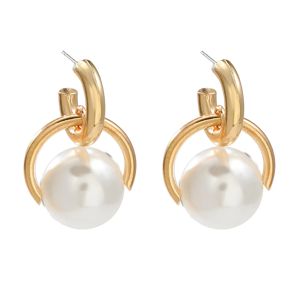 Wholesale Autumn and winter earrings spherical imitation pearl earrings girl heart alloy retro earrings jewelry