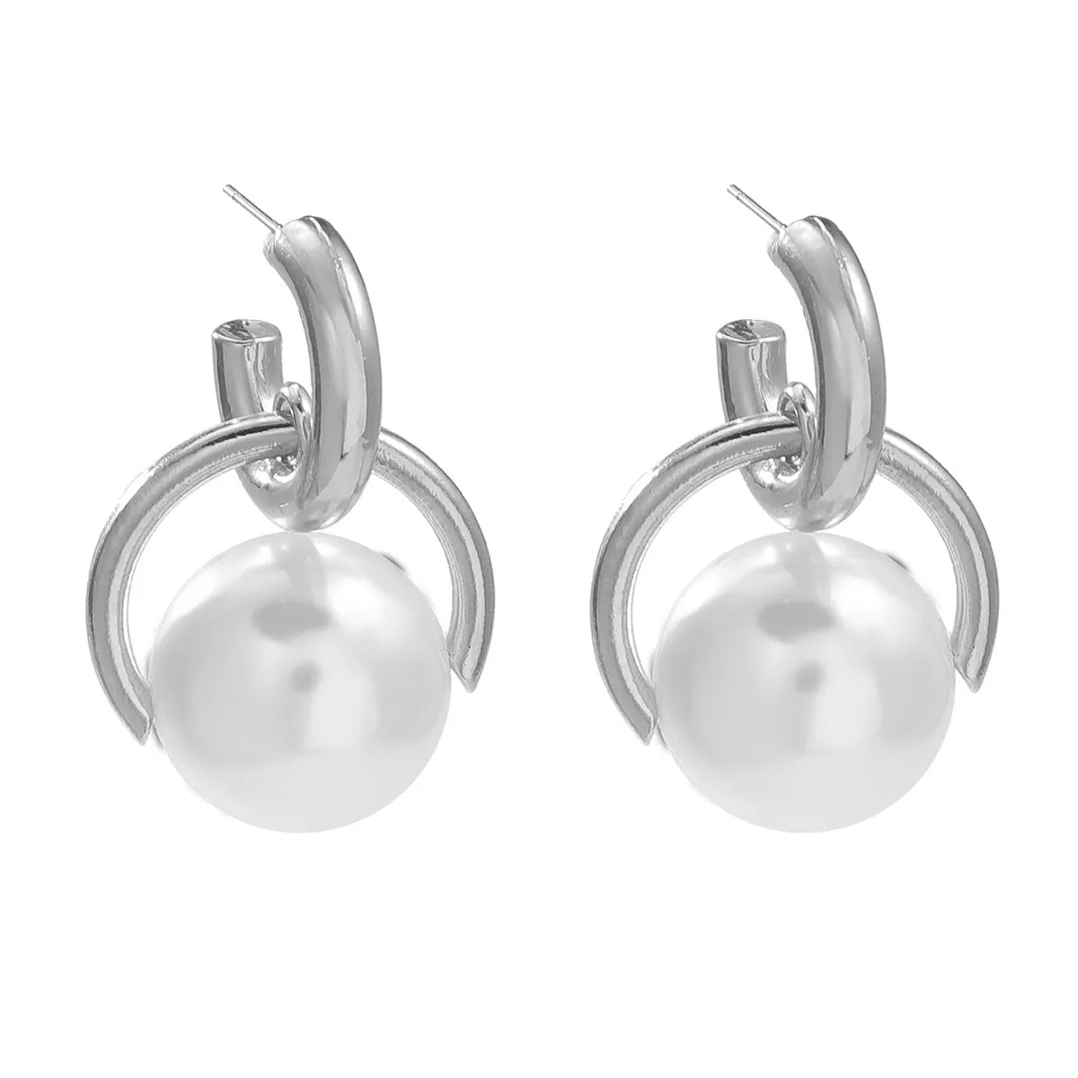 Wholesale Autumn and winter earrings spherical imitation pearl earrings girl heart alloy retro earrings jewelry
