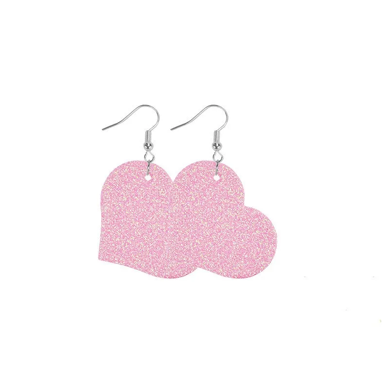 Wholesale Barbie Pink Series Leather Self-Assembly Double-Sided Soft Earrings