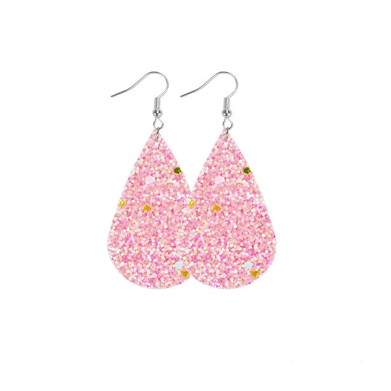 Wholesale Barbie Pink Series Leather Self-Assembly Double-Sided Soft Earrings
