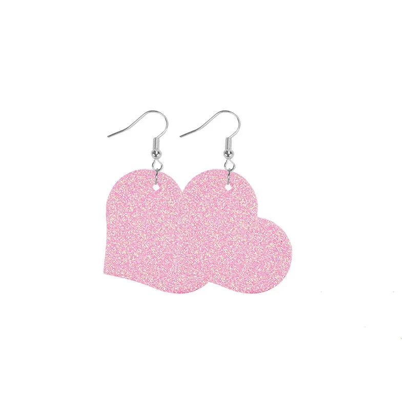 Wholesale Barbie Pink Series Leather Self-Assembly Double-Sided Soft Earrings