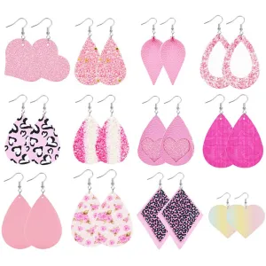 Wholesale Barbie Pink Series Leather Self-Assembly Double-Sided Soft Earrings