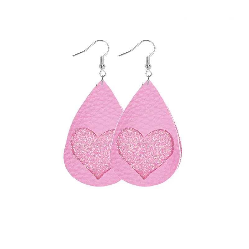 Wholesale Barbie Pink Series Leather Self-Assembly Double-Sided Soft Earrings