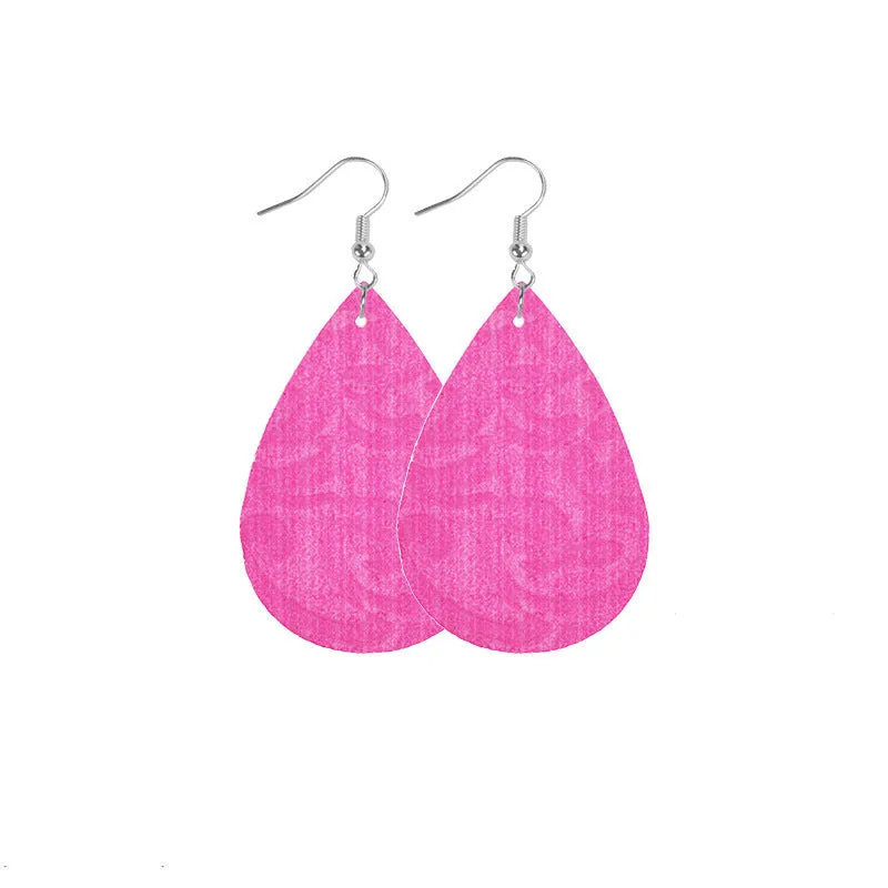 Wholesale Barbie Pink Series Leather Self-Assembly Double-Sided Soft Earrings